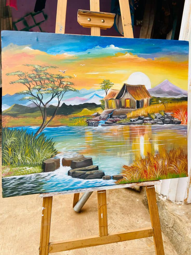River house canvas painting
