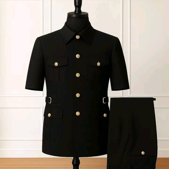 BLACK SHORT SLEEVED KAUNDA SUIT